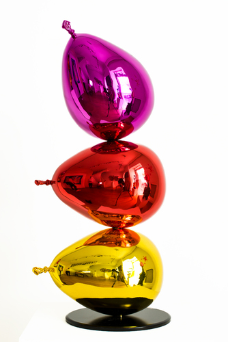 Trois ballons de foire violet-rouge-or