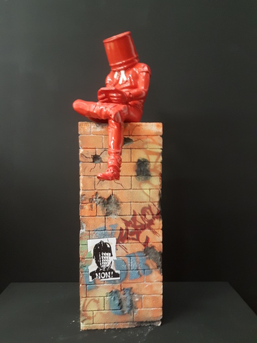 Blind sur mur - Rouge/Blanc "Non"