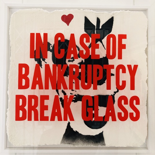 In Case of Bankruptcy - Banksy Bomb Hugger (50x50cm)