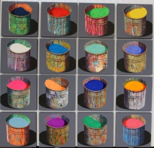 Composition - 16 pots d'artiste